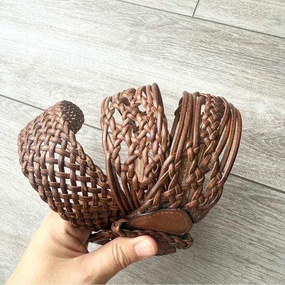 Vintage Handmade Wide Woven Leather Belt - Picture 3 of 15